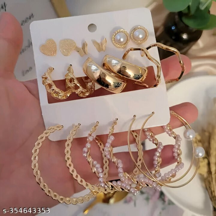 Combo of 9 Gold Plated Beautiful Earrings