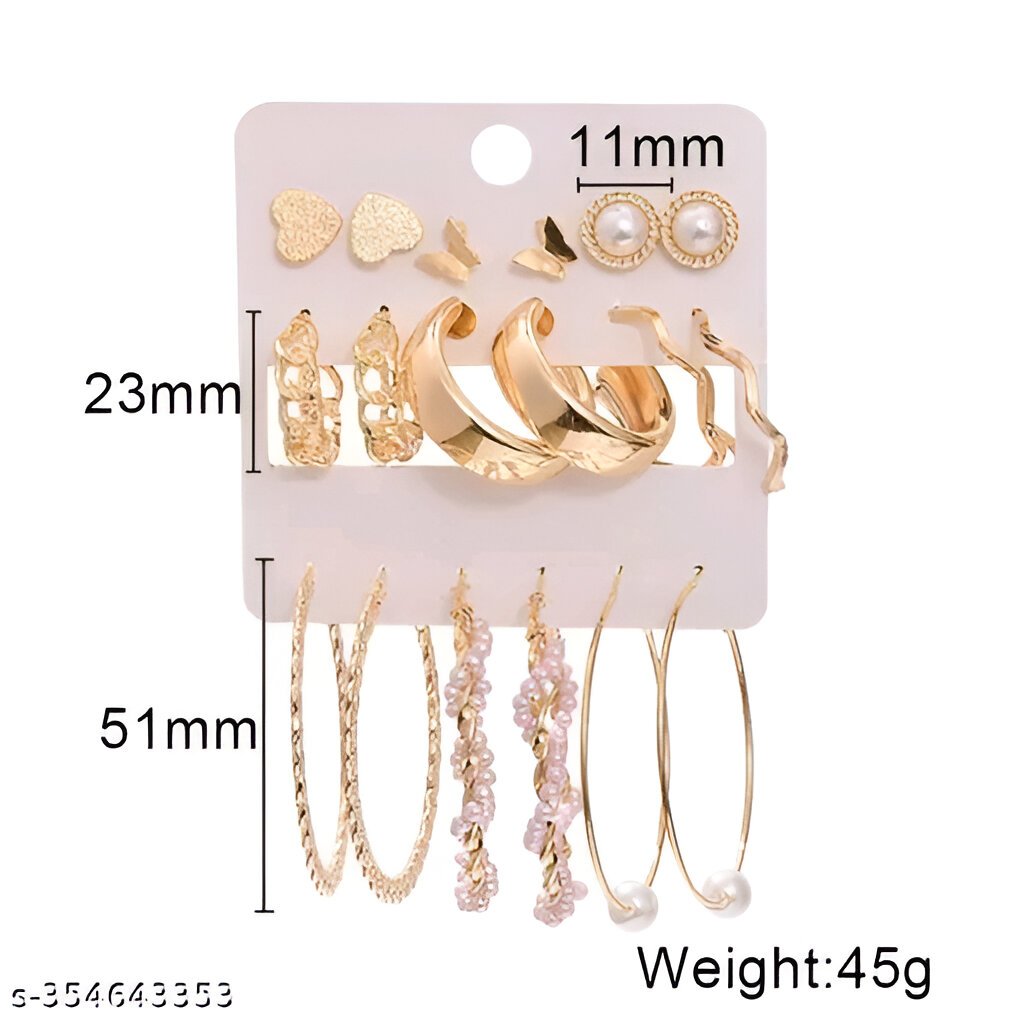 Combo of 9 Gold Plated Beautiful Earrings