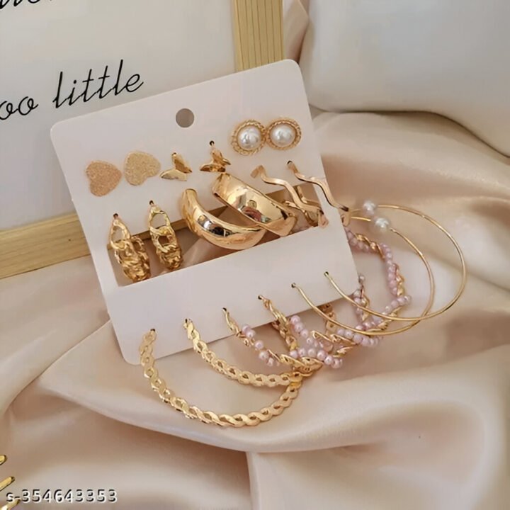 Combo of 9 Gold Plated Beautiful Earrings